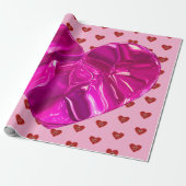 Rood hart op roze achtergrond Inpakpapier liefde (Uitgerold)