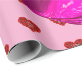 Rood hart op roze achtergrond Inpakpapier liefde (Rol Hoek)