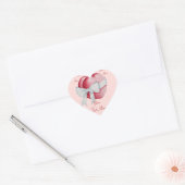 Rood hart op roze achtergrond sticker (Envelop)