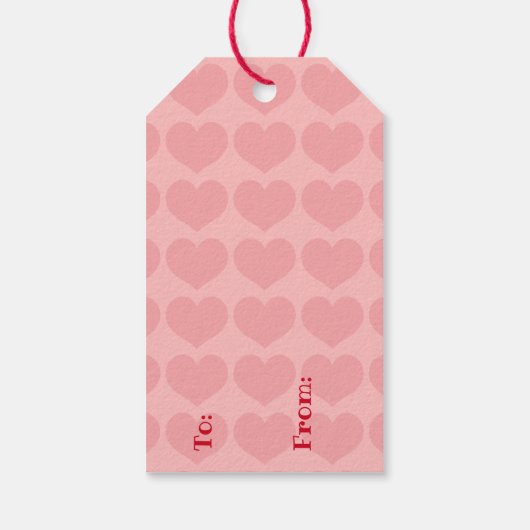 Rood hart op roze cadeaulabel (Achterkant)