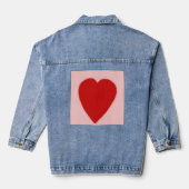 Rood hart op roze denim jacket (Achterkant)