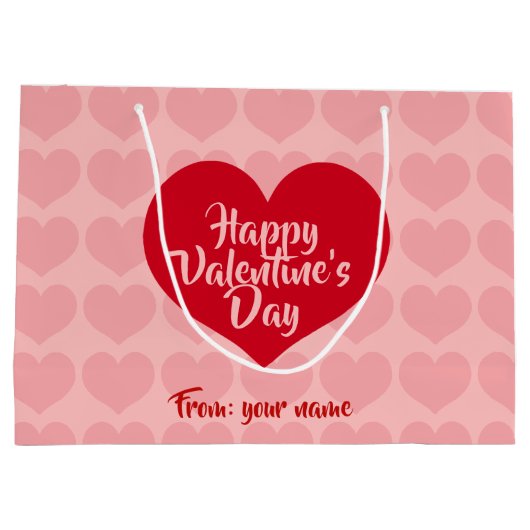 Rood hart op roze naam groot cadeauzakje (Achterkant)