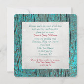 rood hart op turquoise wood vow vernieuwing kaart (Achterkant)