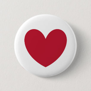 Rood hart op wit ronde button 5,7 cm