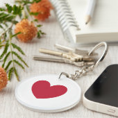 Rood hart op wit sleutelhanger (Voorkant Rechts)