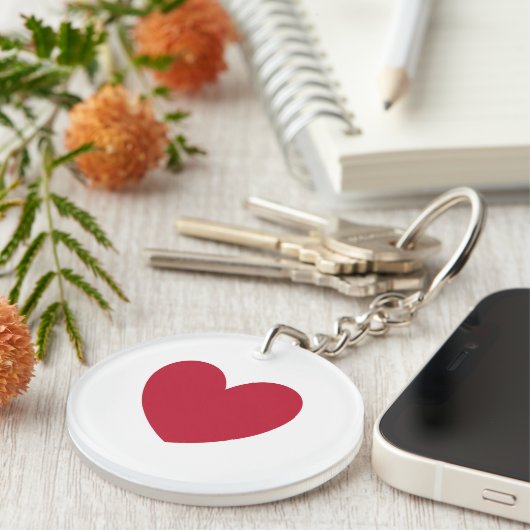 Rood hart op wit sleutelhanger (Voorkant Rechts)