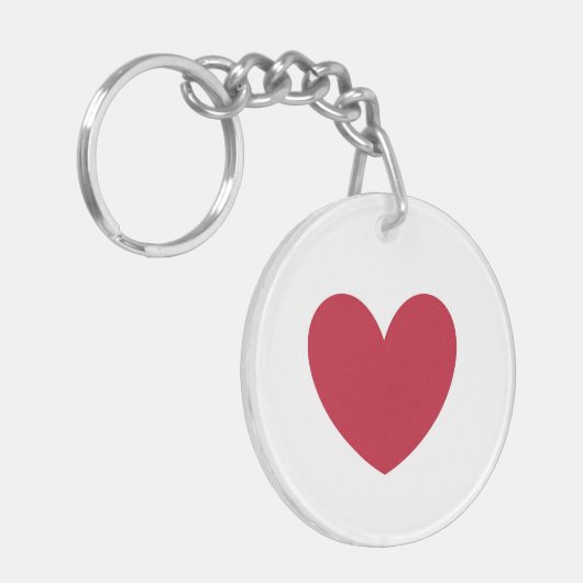 Rood hart op wit sleutelhanger (Voorkant Links)