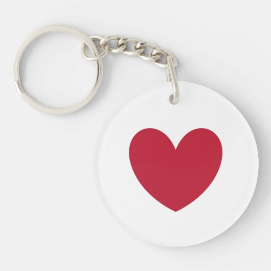 Rood hart op wit sleutelhanger (Voorkant)