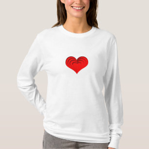 Rood hart op wit t-shirt