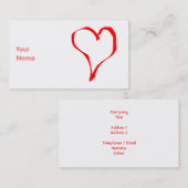 Rood hart op wit. visitekaartje (Voorkant / Achterkant)