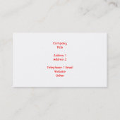 Rood hart op wit. visitekaartje (Achterkant)