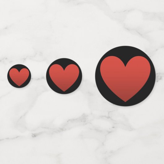 Rood hart op zwart confetti (Achterkanten)