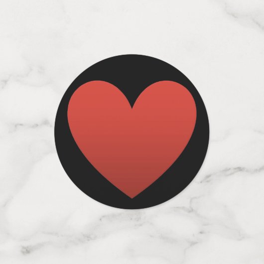 Rood hart op zwart confetti (Kleine voorkant)