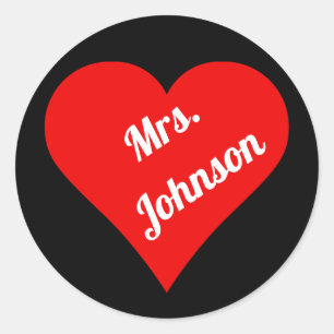 Rood hart op zwarte achtergrond ronde sticker