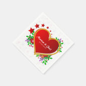 Rood hart over delicate bloemen servet (Hoek)