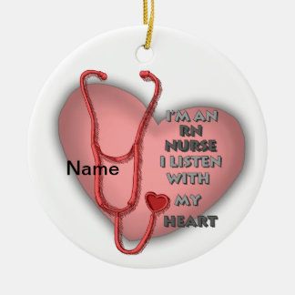 Rood Hart RN Geregistreerde Verpleegkundige Keramisch Ornament