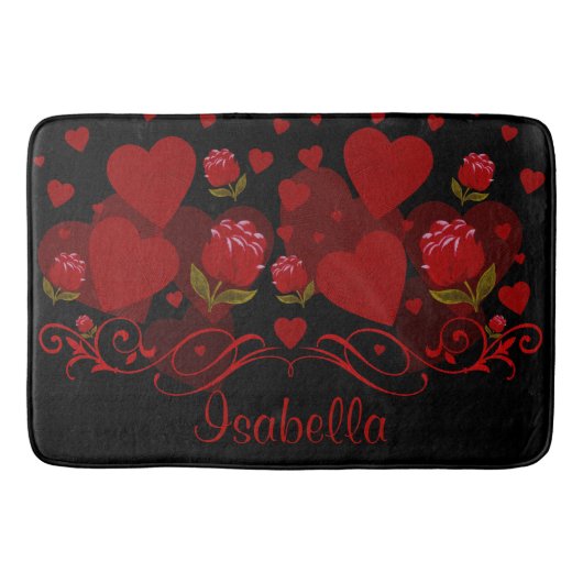 Rood hart, rode rozen voor Valentijnsdag Bath Mat (Voorkant)