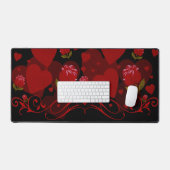 Rood hart, rode rozen voor Valentijnsdag Bureaumat (Keyboard & Muis)
