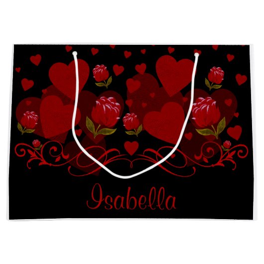 Rood hart, rode rozen voor Valentijnsdag Groot Cadeauzakje (Voorkant)