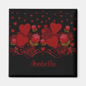 Rood hart, rode rozen voor Valentijnsdag Magnet (Voorkant)