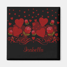 Rood hart, rode rozen voor Valentijnsdag Magnet