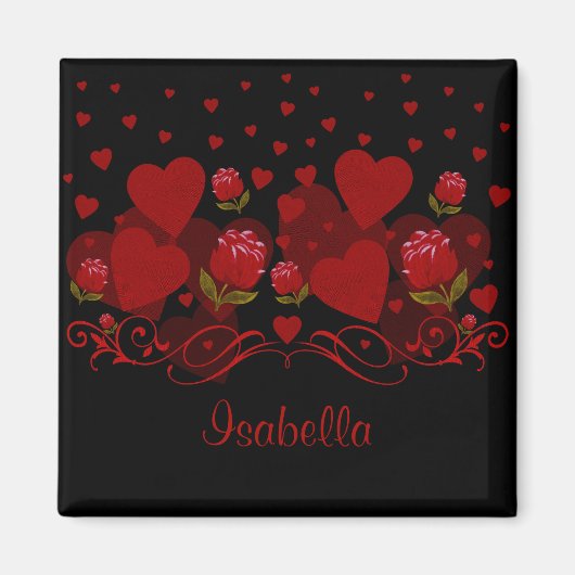 Rood hart, rode rozen voor Valentijnsdag Magnet (Voorkant)