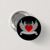 Rood hart ronde button 3,2 cm (Voorkant /achterkant)