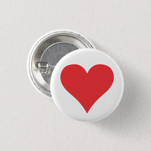 Rood hart ronde button 3,2 cm (Voorkant /achterkant)