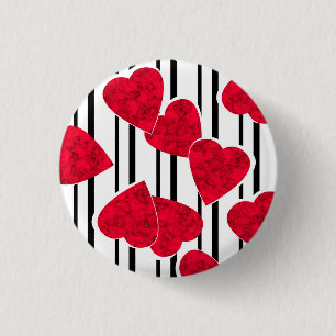 Rood hart ronde button 3,2 cm