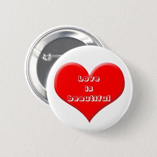 Rood hart ronde button 5,7 cm (Voorkant /achterkant)