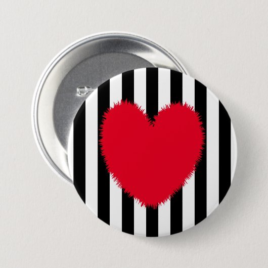 Rood hart ronde button 7,6 cm (Voorkant /achterkant)