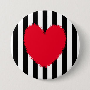 Rood hart ronde button 7,6 cm