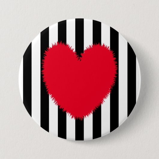 Rood hart ronde button 7,6 cm (Voorkant)