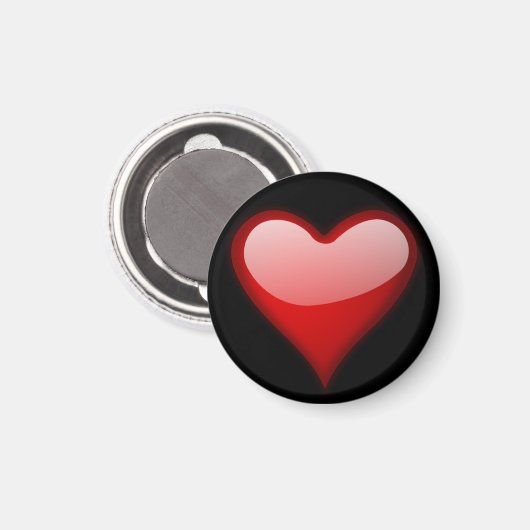 Rood hart ronde magneet (Voorkant / Achterkant)