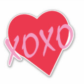 Rood Hart Roze XOXO Valentijnsdag Modern Sticker (Voorkant)