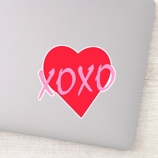 Rood Hart Roze XOXO Valentijnsdag Modern Sticker (Detail)