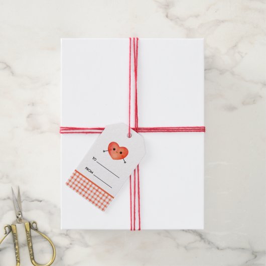 Rood hart schattig klein cadeau label cadeaulabel (Met Touw)