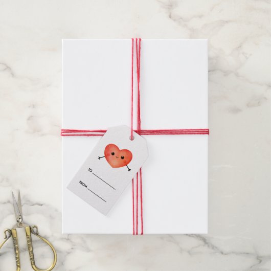 Rood hart schattig klein cadeau label cadeaulabel (Met Touw)