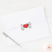 rood hart Schedel en gekruiste botten Ronde Sticker (Envelop)