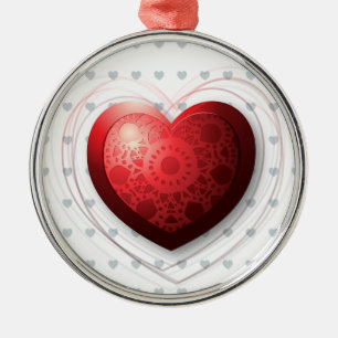 Rood hart, sierlijk metalen ornament