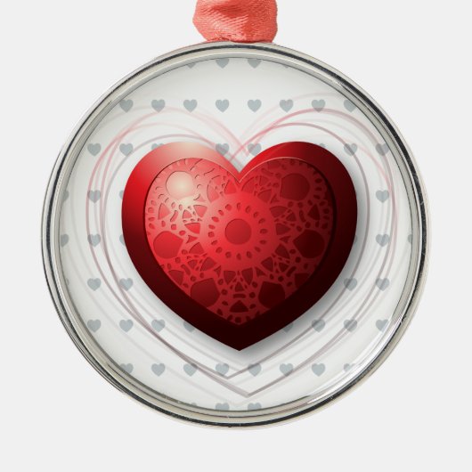 Rood hart, sierlijk metalen ornament (Voorkant)