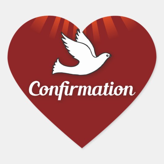 Rood, Hart Sticker, Communie, Duif, Stralen Sticker (Voorkant)