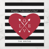 Rood hart & strepen wijn etiket (Enkel label)