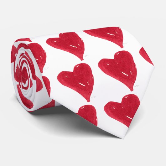 Rood hart Stropdas (Opgerold)