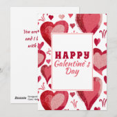 Rood Hart Tekening Gelukkige Galentine`s Dag Feestdagenkaart (Voorkant / Achterkant)