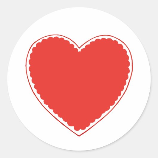 Rood hart Valentijn Klassic Round Sticker (Voorkant)