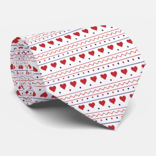 Rood hart valentijn liefdespatroon stropdas
