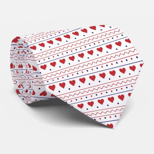 Rood hart valentijn liefdespatroon stropdas (Opgerold)