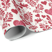 Rood hart Valentijn omwikkelingspatroon papier (Rol Hoek)