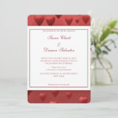 Rood hart Valentijnse uitnodiging voor huwelijksda (Staand voorkant)